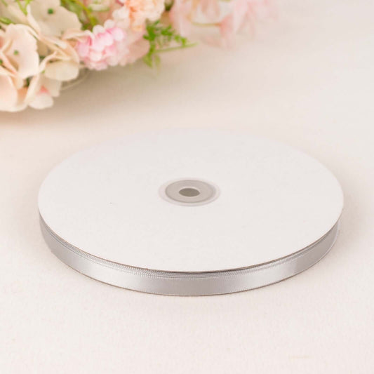 100 Yards 3/8" Silver Single Face Decorative Satin Ribbon