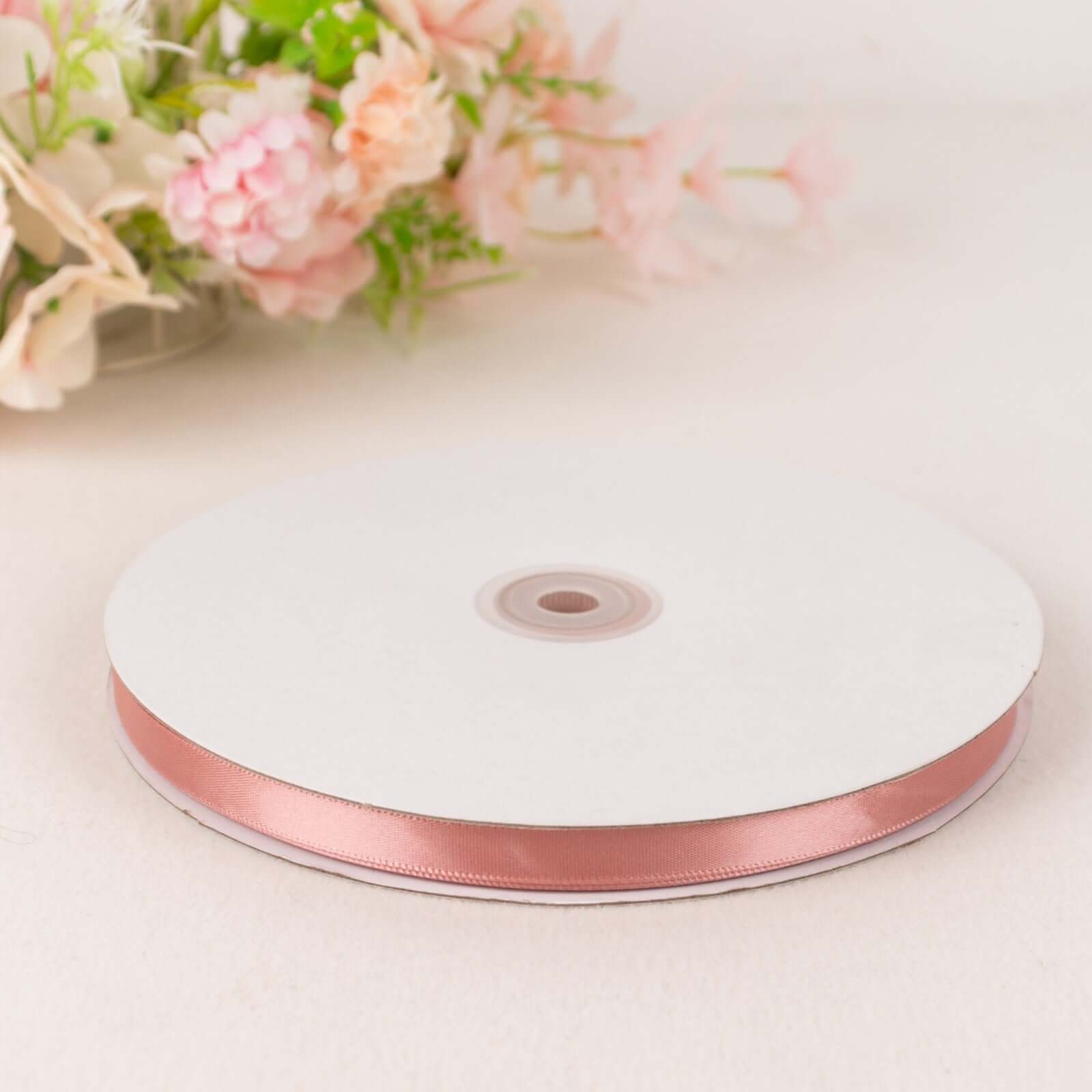100 Yards 3/8" Dusty Rose Single Face Decorative Satin Ribbon - Bell Racket Store