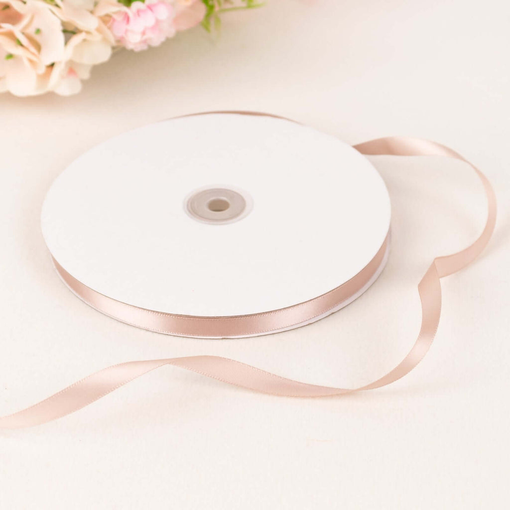 100 Yards 3/8" Nude Single Face Decorative Satin Ribbon - Bell Racket Store