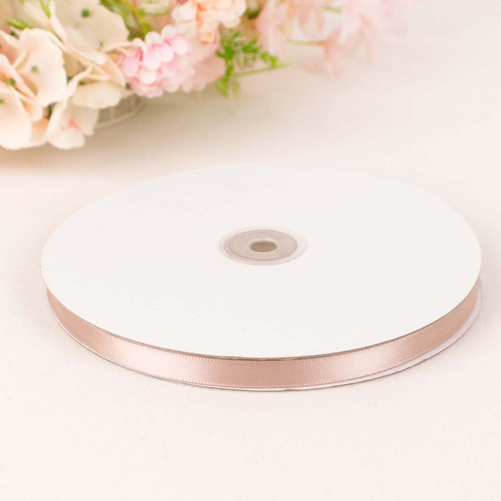 100 Yards 3/8" Nude Single Face Decorative Satin Ribbon - Bell Racket Store