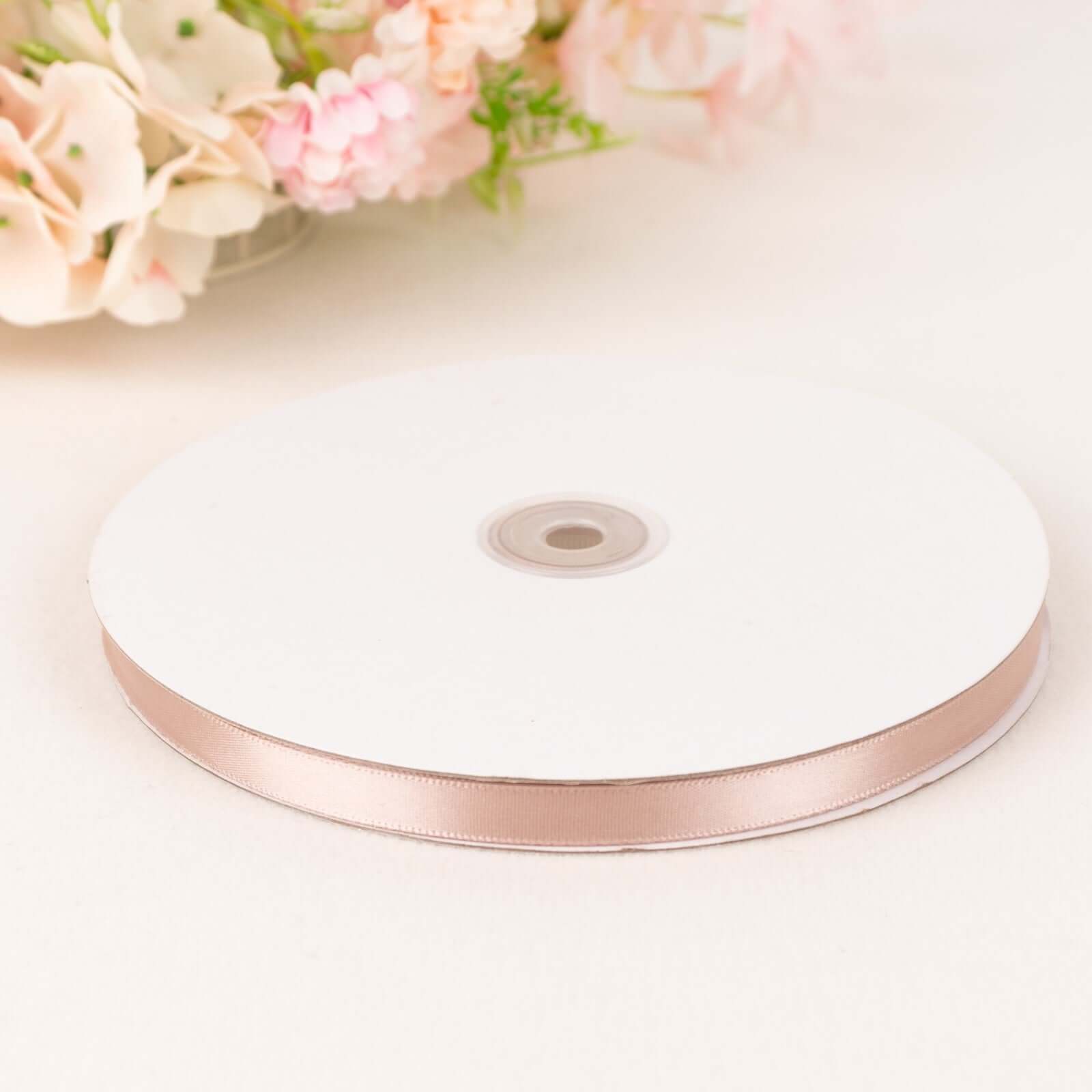 100 Yards 3/8" Nude Single Face Decorative Satin Ribbon - Bell Racket Store