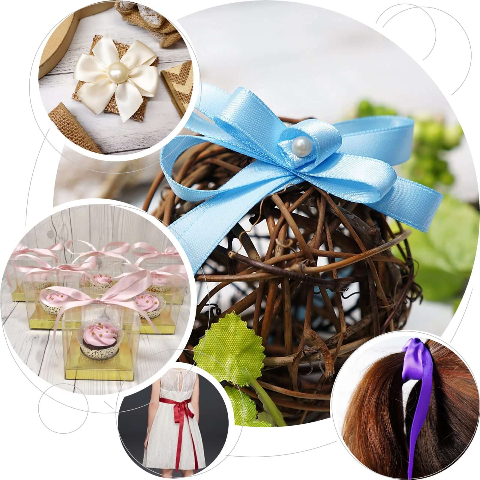 100 Yards 7/8" White Single Face Decorative Satin Ribbon - Bell Racket Store