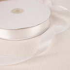 100 Yards 7/8" White Single Face Decorative Satin Ribbon - Bell Racket Store