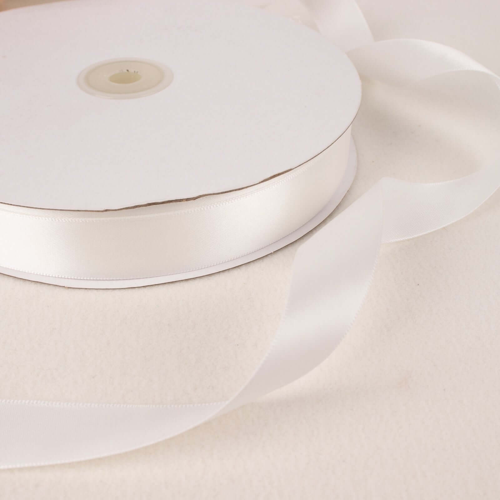 100 Yards 7/8" White Single Face Decorative Satin Ribbon - Bell Racket Store