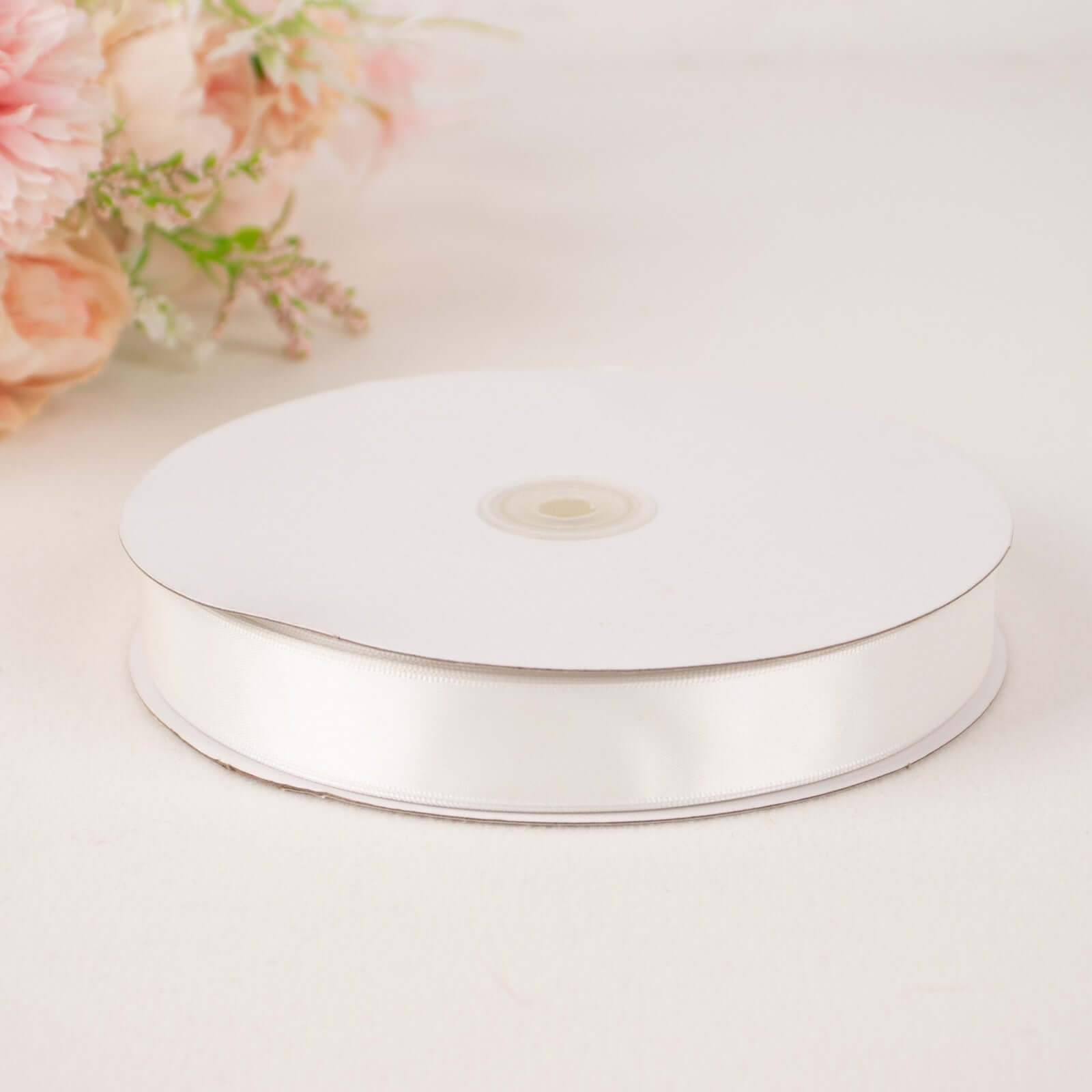 100 Yards 7/8" White Single Face Decorative Satin Ribbon - Bell Racket Store