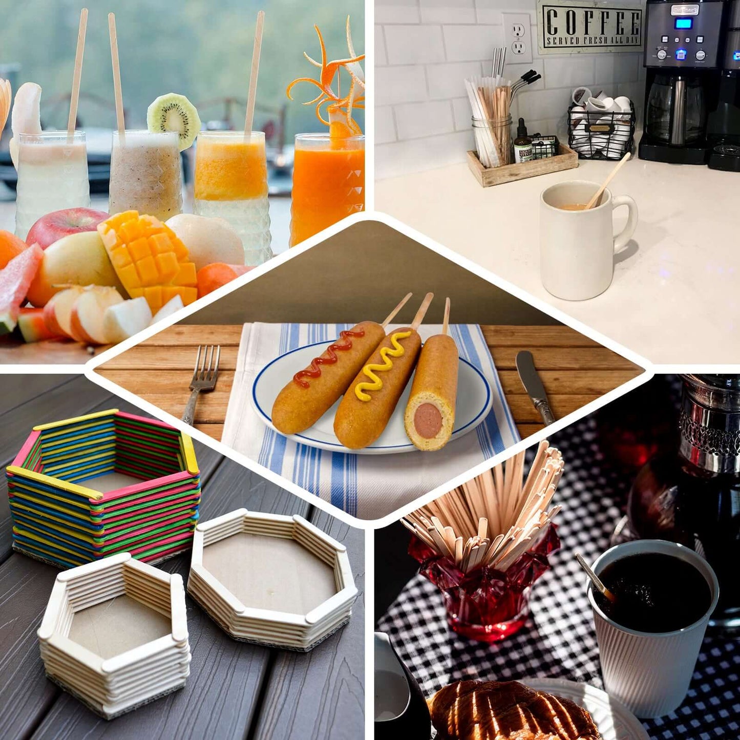 1000 - Pack Birchwood Coffee Stirrers - Natural Eco - Friendly Wooden Stir Sticks for Tea & Cocktails 4.5" - NestOCart