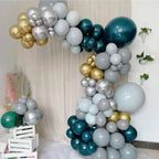 101 Pack Green, Gold and Silver DIY Balloon Garland Arch Party Kit, Double Layer Latex Balloons - Bell Racket Store