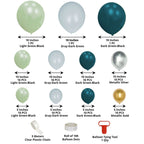 101 Pack Green, Gold and Silver DIY Balloon Garland Arch Party Kit, Double Layer Latex Balloons - Bell Racket Store