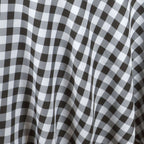 Polyester 108" Round Tablecloth White/Black - Checkered Buffalo Plaid Table Cover