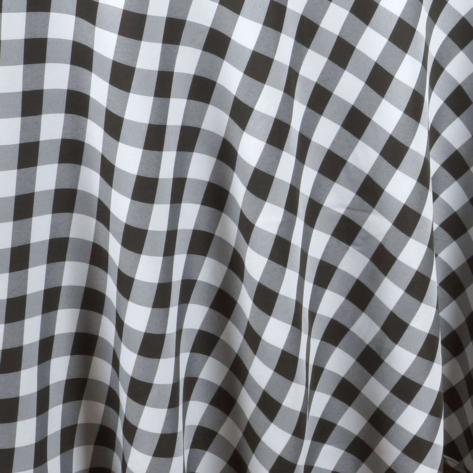 Polyester 108" Round Tablecloth White/Black - Checkered Buffalo Plaid Table Cover