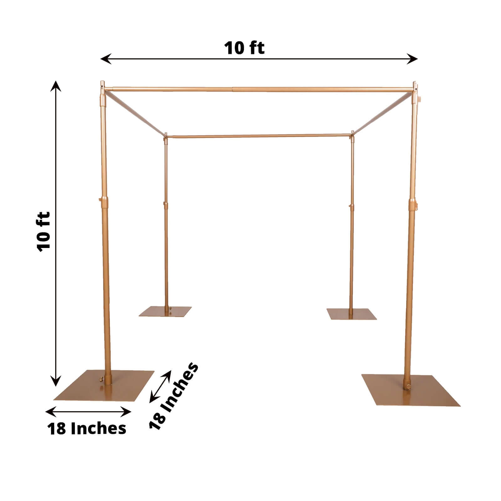 10ft 4 - Post Gold Metal DIY Photography Backdrop Stand, Wedding Arch Canopy Tent - Bell Racket Store