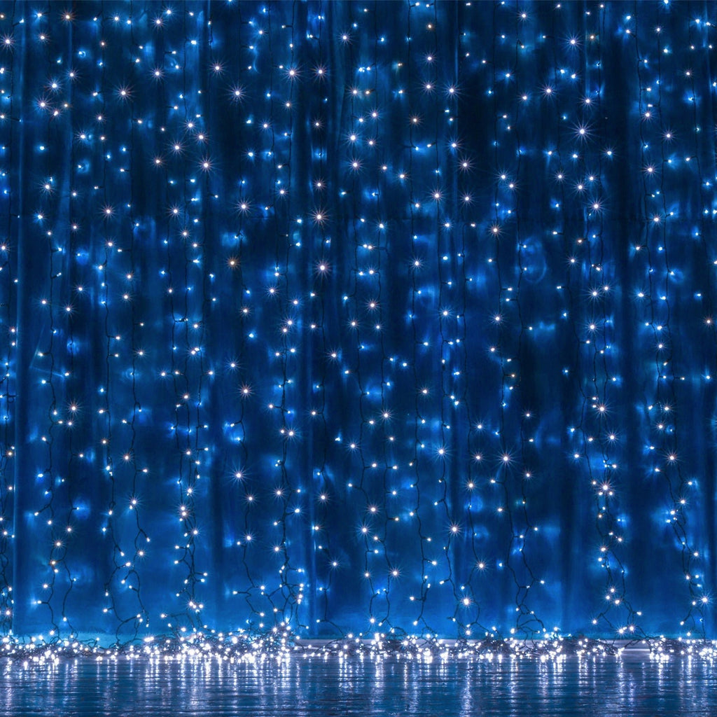 10ft Blue 300 LED Icicle Curtain Fairy String Lights with 8 Modes - Bell Racket Store