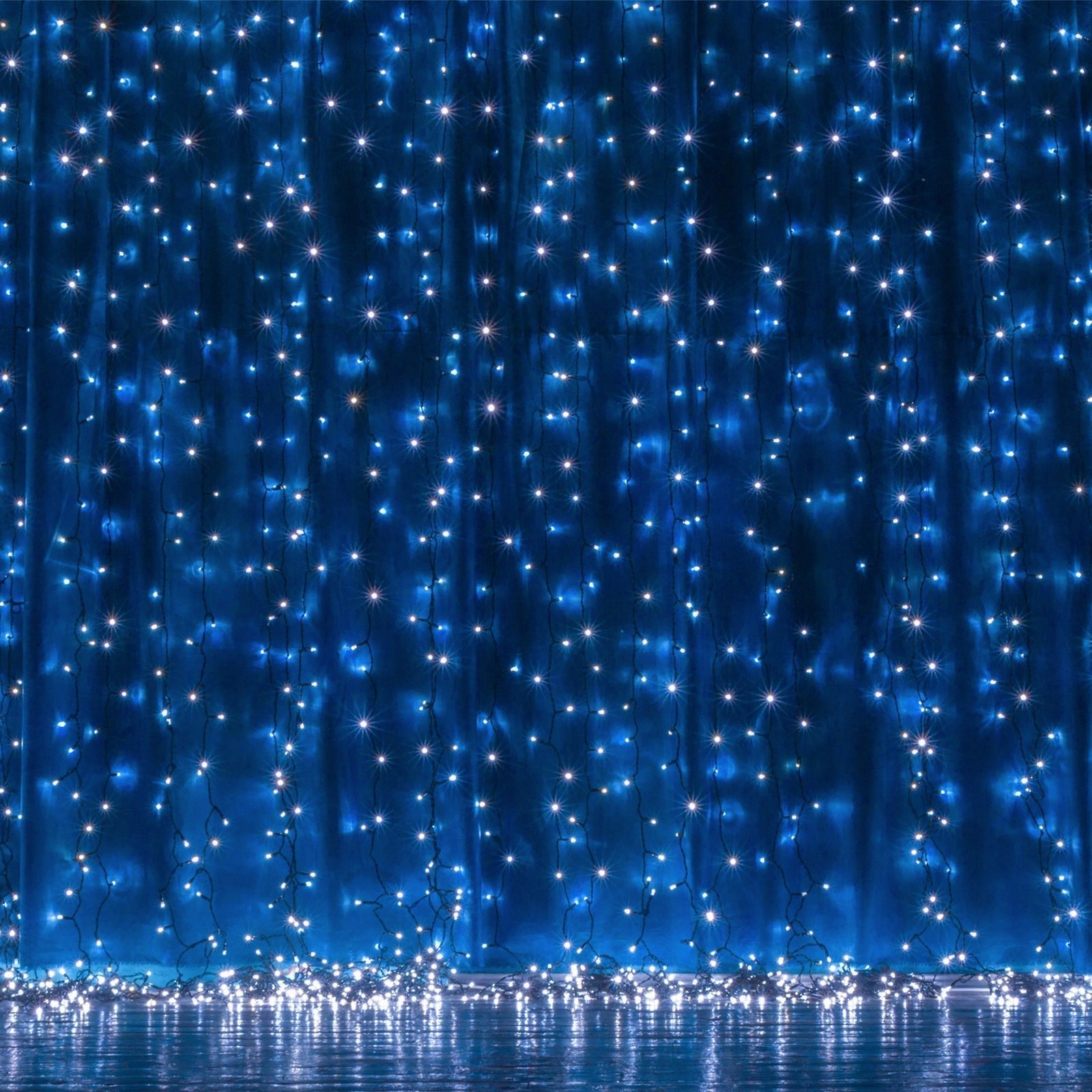 10ft Blue 300 LED Icicle Curtain Fairy String Lights with 8 Modes - Bell Racket Store