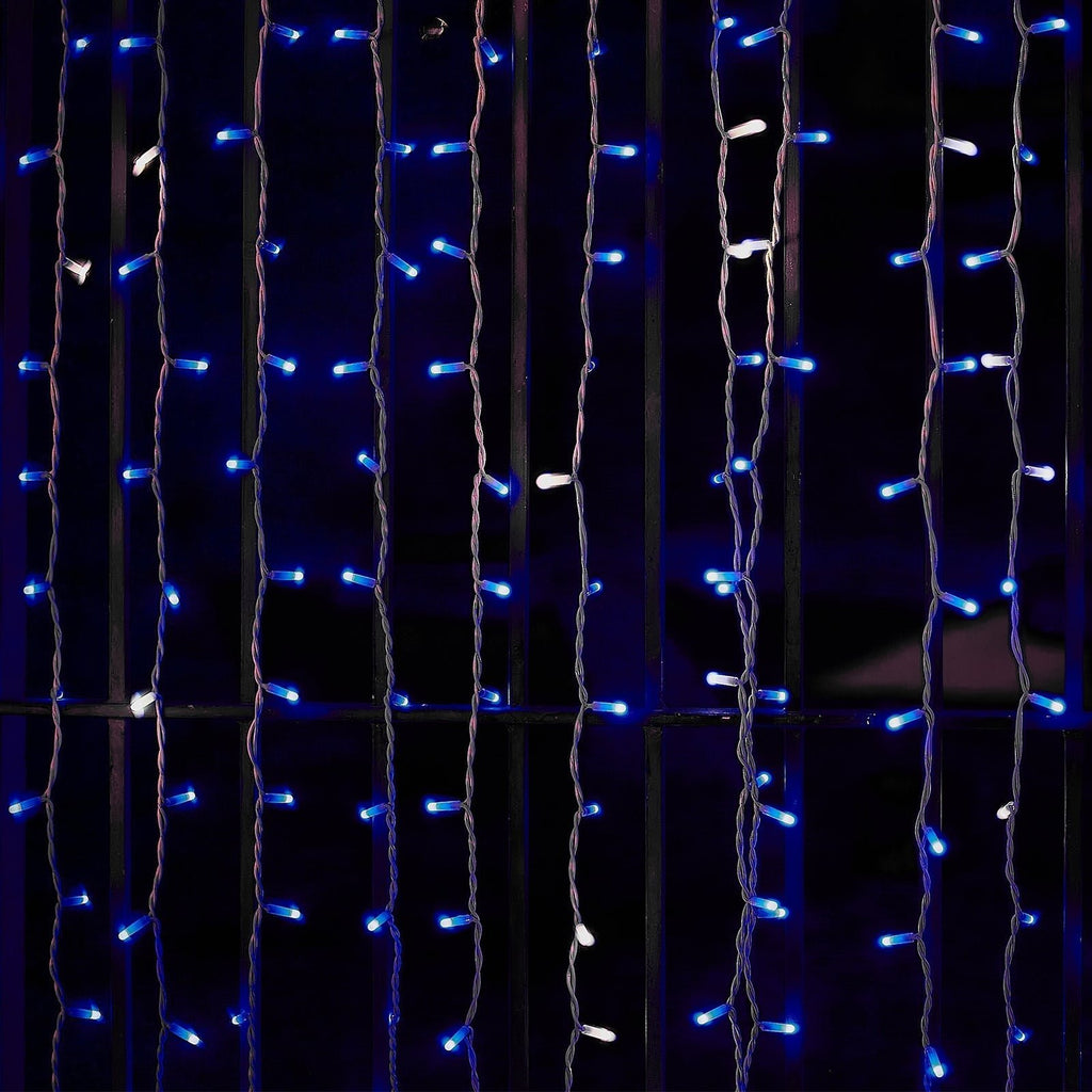 10ft Blue 300 LED Icicle Curtain Fairy String Lights with 8 Modes - Bell Racket Store