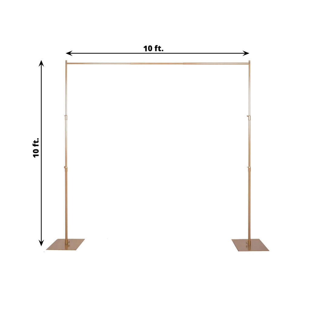 10ft Gold Metal DIY Adjustable Heavy Duty Backdrop Stand Kit, Steel Base - Bell Racket Store