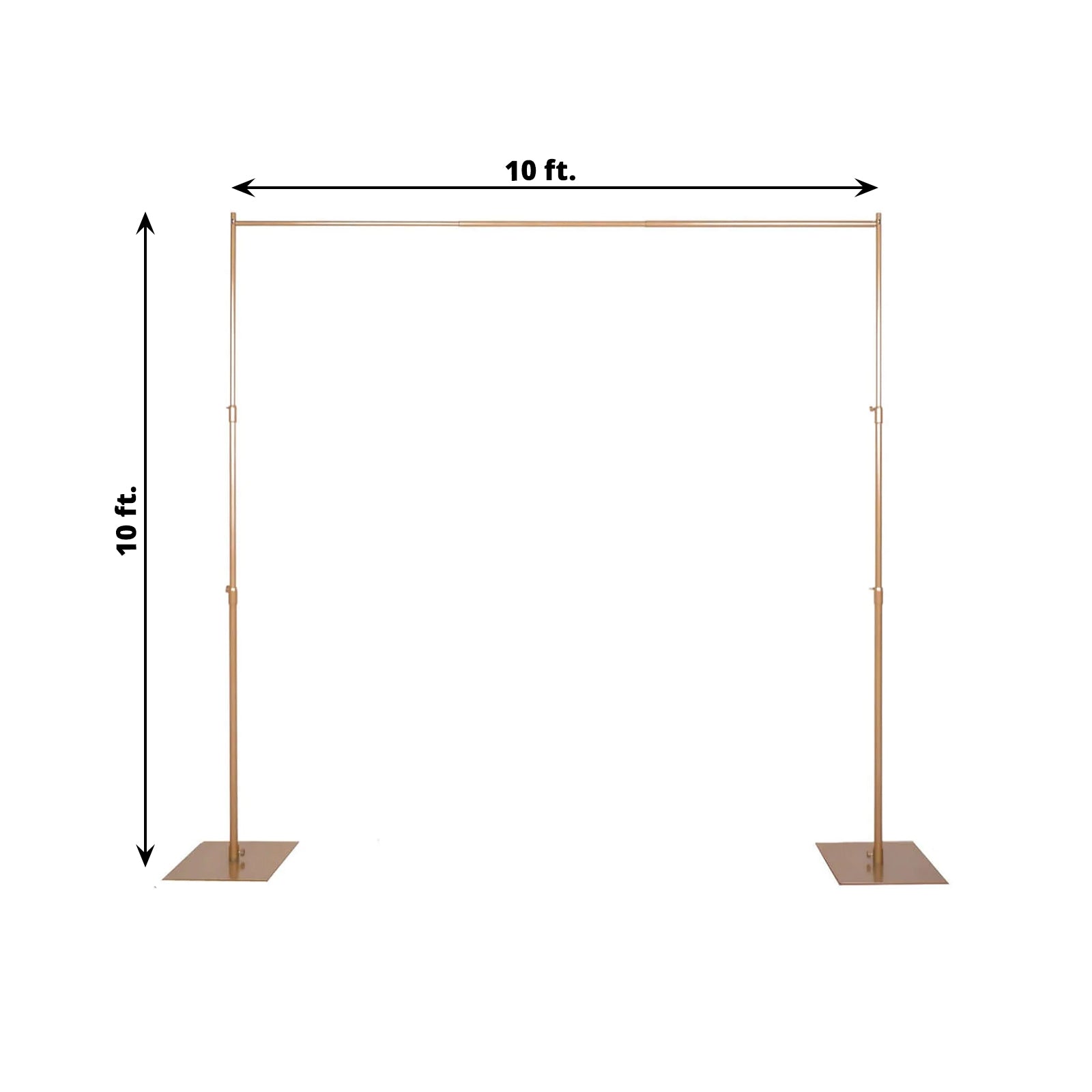 10ft Gold Metal DIY Adjustable Heavy Duty Backdrop Stand Kit, Steel Base - Bell Racket Store