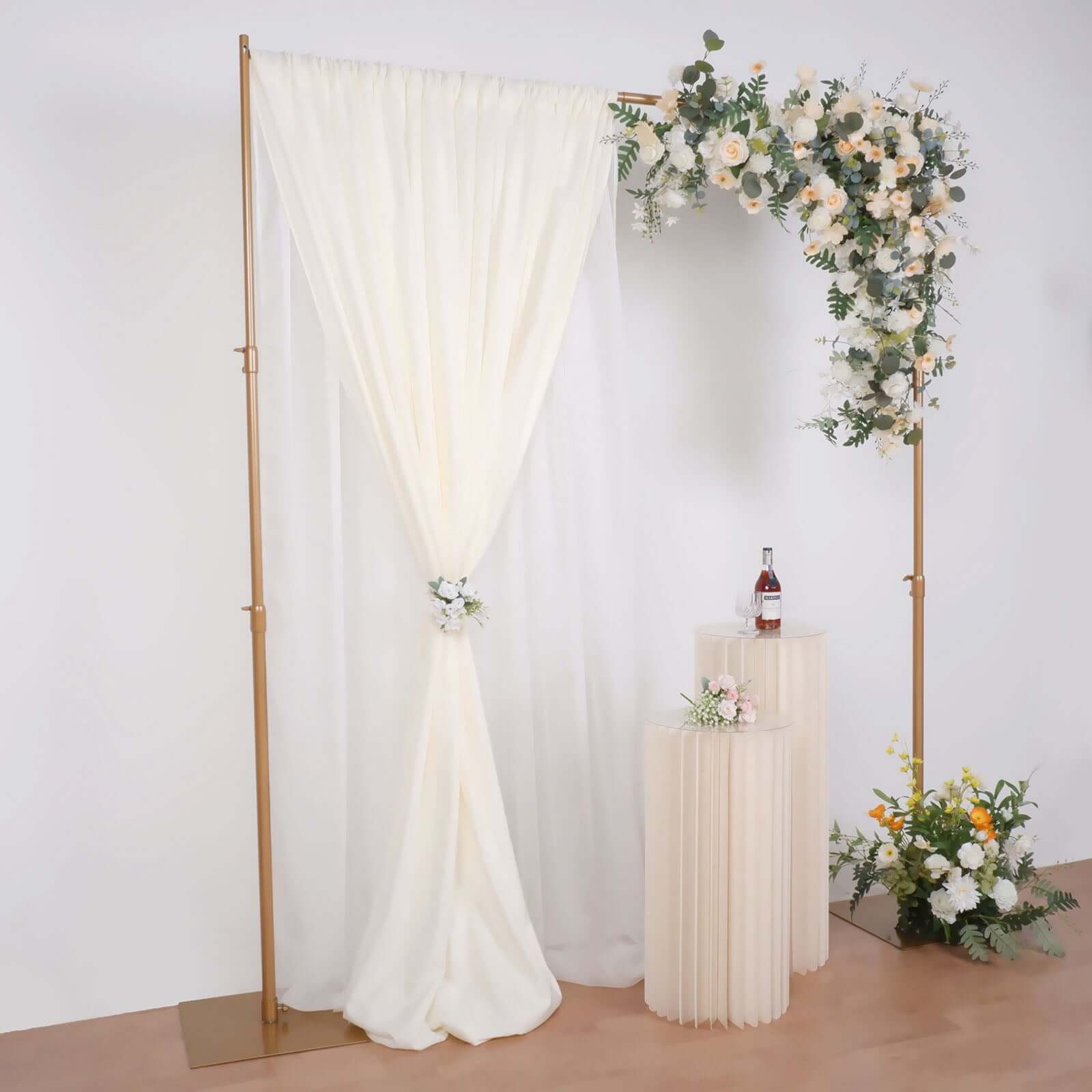 10ft Gold Metal DIY Adjustable Heavy Duty Backdrop Stand Kit, Steel Base - Bell Racket Store
