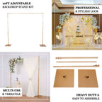 10ft Gold Metal DIY Adjustable Heavy Duty Backdrop Stand Kit, Steel Base - Bell Racket Store