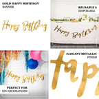 10ft Pre - Strung Metallic Gold Foil "Happy Birthday" Banner, Party Photo Backdrop Hanging Garland - 250 GSM - Bell Racket Store