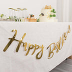 10ft Pre - Strung Metallic Gold Foil "Happy Birthday" Banner, Party Photo Backdrop Hanging Garland - 250 GSM - Bell Racket Store