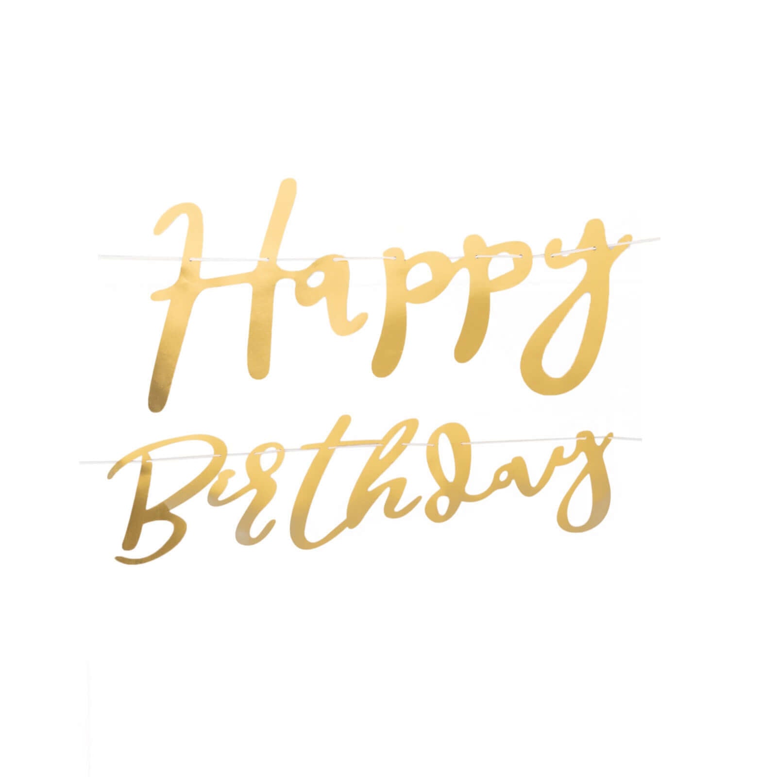 10ft Pre - Strung Metallic Gold Foil "Happy Birthday" Banner, Party Photo Backdrop Hanging Garland - 250 GSM - Bell Racket Store