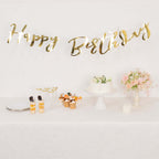 10ft Pre - Strung Metallic Gold Foil "Happy Birthday" Banner, Party Photo Backdrop Hanging Garland - 250 GSM - Bell Racket Store