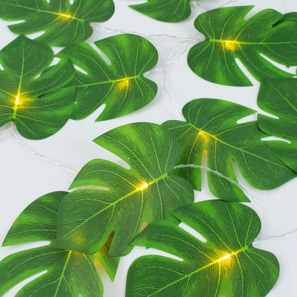 10ft Warm White LED Artificial Tropical Palm Leaf Vine String Lights, Wall Hanging Monstera Leaves Garland - Bell Racket Store