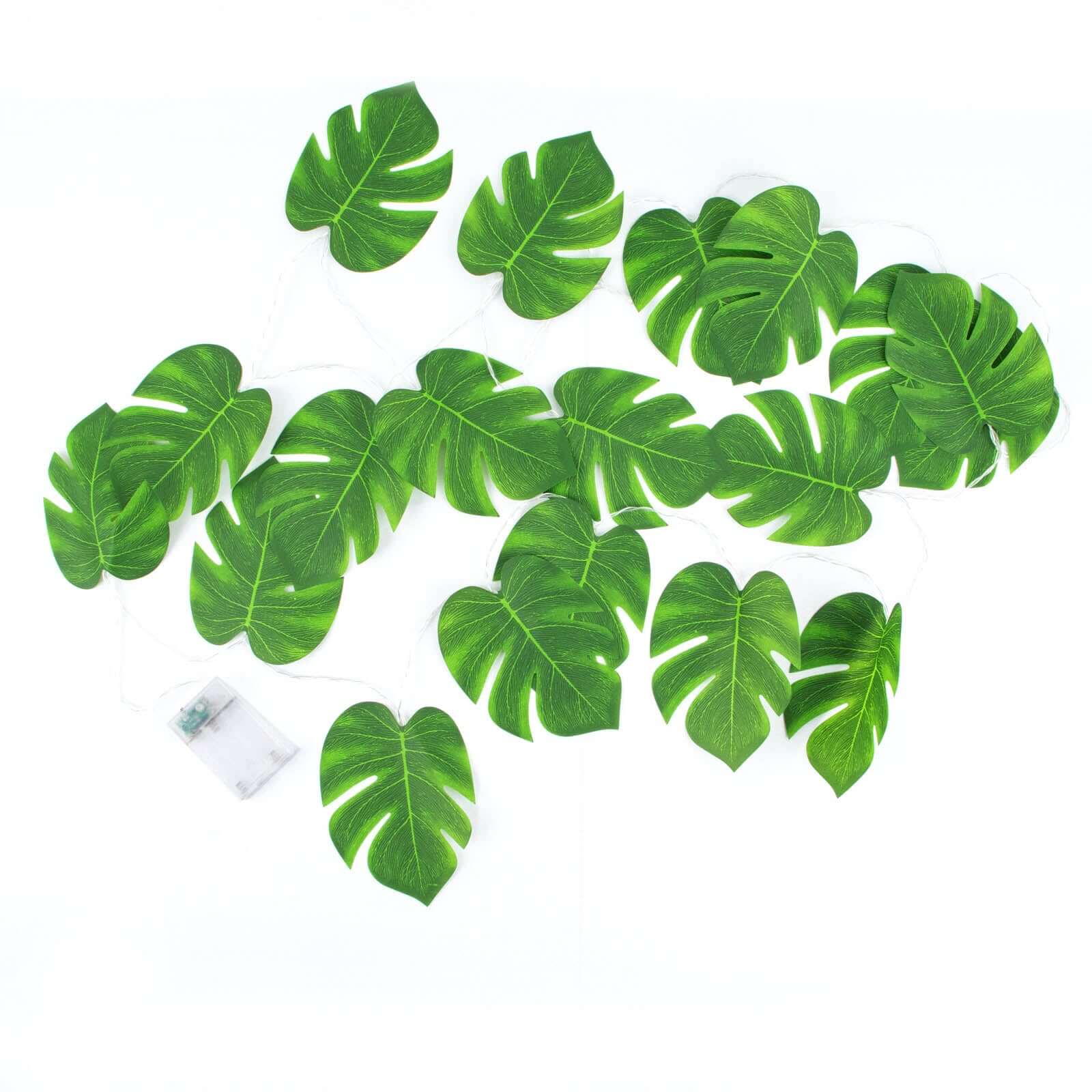 10ft Warm White LED Artificial Tropical Palm Leaf Vine String Lights, Wall Hanging Monstera Leaves Garland - Bell Racket Store