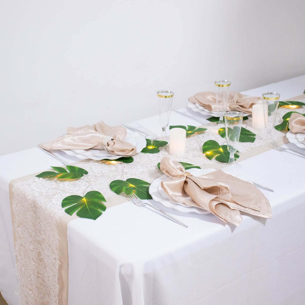 10ft Warm White LED Artificial Tropical Palm Leaf Vine String Lights, Wall Hanging Monstera Leaves Garland - Bell Racket Store