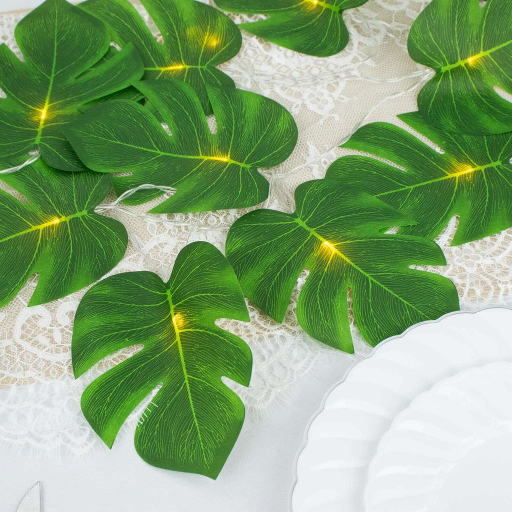 10ft Warm White LED Artificial Tropical Palm Leaf Vine String Lights, Wall Hanging Monstera Leaves Garland - Bell Racket Store