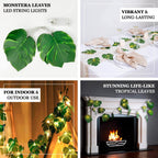 10ft Warm White LED Artificial Tropical Palm Leaf Vine String Lights, Wall Hanging Monstera Leaves Garland - Bell Racket Store