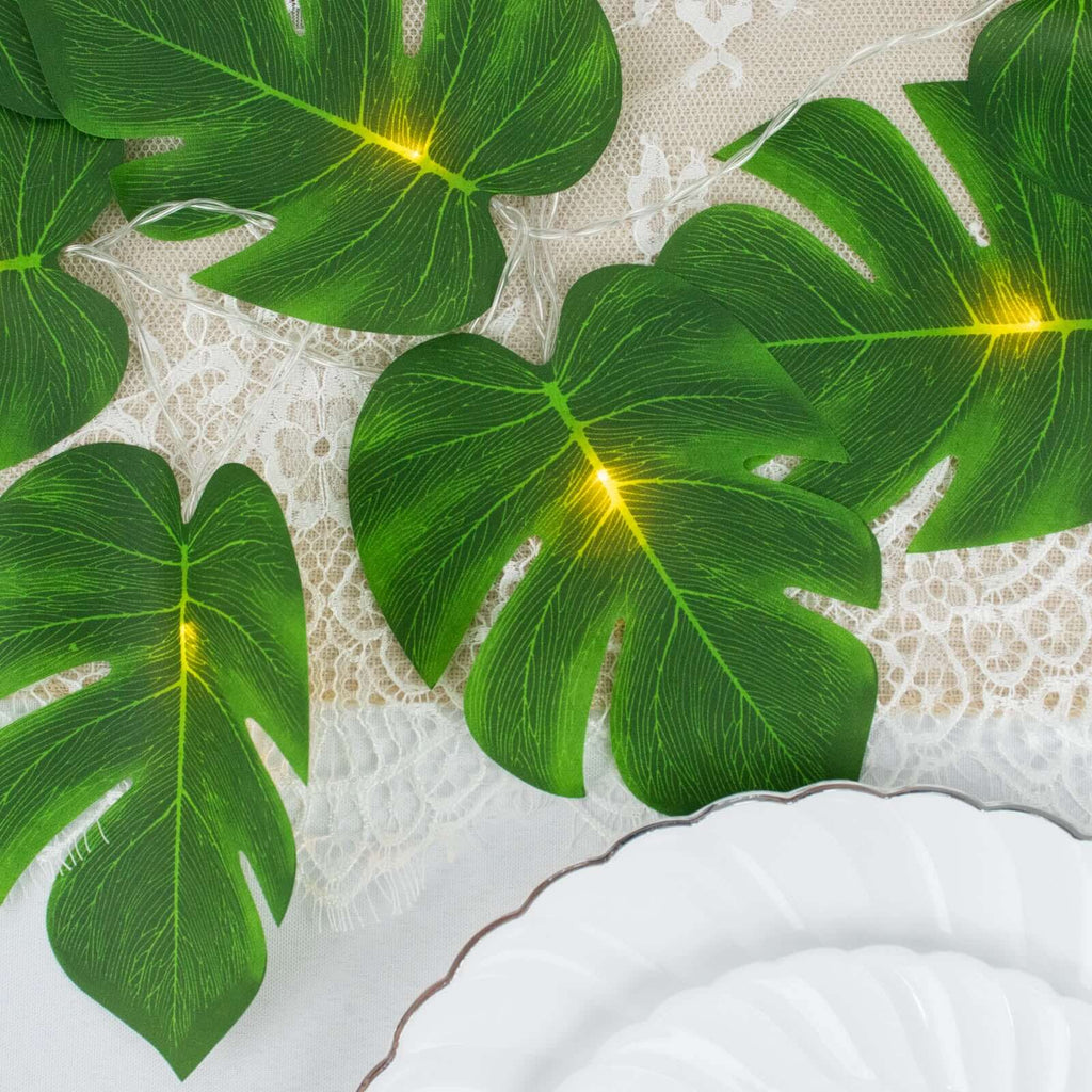 10ft Warm White LED Artificial Tropical Palm Leaf Vine String Lights, Wall Hanging Monstera Leaves Garland - Bell Racket Store