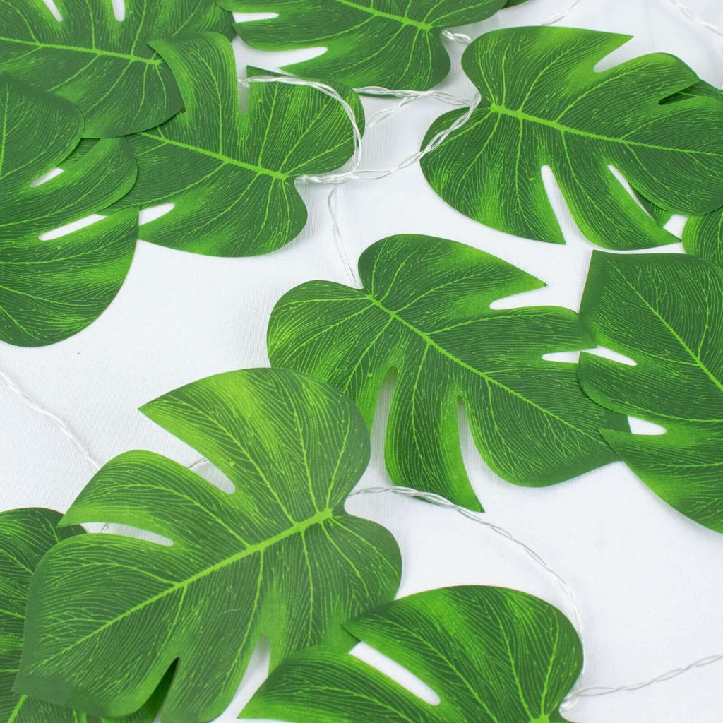 10ft Warm White LED Artificial Tropical Palm Leaf Vine String Lights, Wall Hanging Monstera Leaves Garland - Bell Racket Store