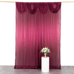 10ftx10ft Burgundy Double Drape Pleated Satin Event Curtain Drapes, Glossy Photo Backdrop Event Panel - Bell Racket Store
