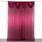 10ftx10ft Burgundy Double Drape Pleated Satin Event Curtain Drapes, Glossy Photo Backdrop Event Panel - Bell Racket Store