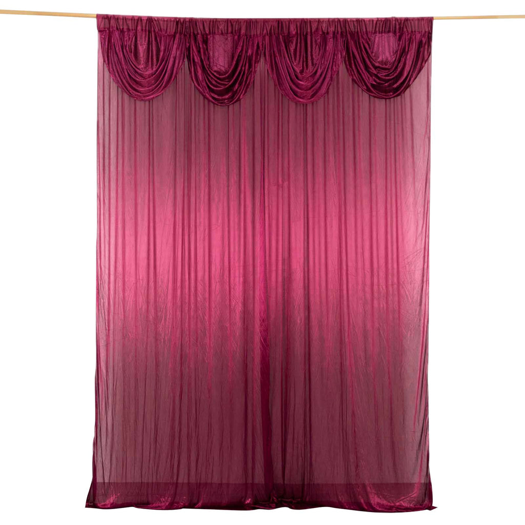 10ftx10ft Burgundy Double Drape Pleated Satin Event Curtain Drapes, Glossy Photo Backdrop Event Panel - Bell Racket Store