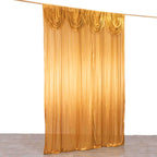 10ftx10ft Gold Double Drape Pleated Satin Event Curtain Drapes, Glossy Photo Backdrop Event Panel - Bell Racket Store