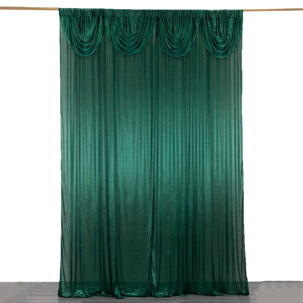 10ftx10ft Hunter Emerald Green Double Drape Pleated Satin Event Curtain Drapes, Glossy Photo Backdrop Event Panel - Bell Racket Store