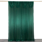 10ftx10ft Hunter Emerald Green Double Drape Pleated Satin Event Curtain Drapes, Glossy Photo Backdrop Event Panel - Bell Racket Store