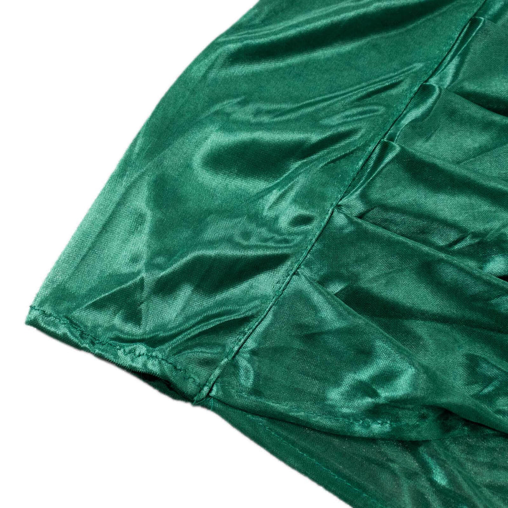 10ftx10ft Hunter Emerald Green Double Drape Pleated Satin Event Curtain Drapes, Glossy Photo Backdrop Event Panel - Bell Racket Store
