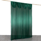 10ftx10ft Hunter Emerald Green Double Drape Pleated Satin Event Curtain Drapes, Glossy Photo Backdrop Event Panel - Bell Racket Store