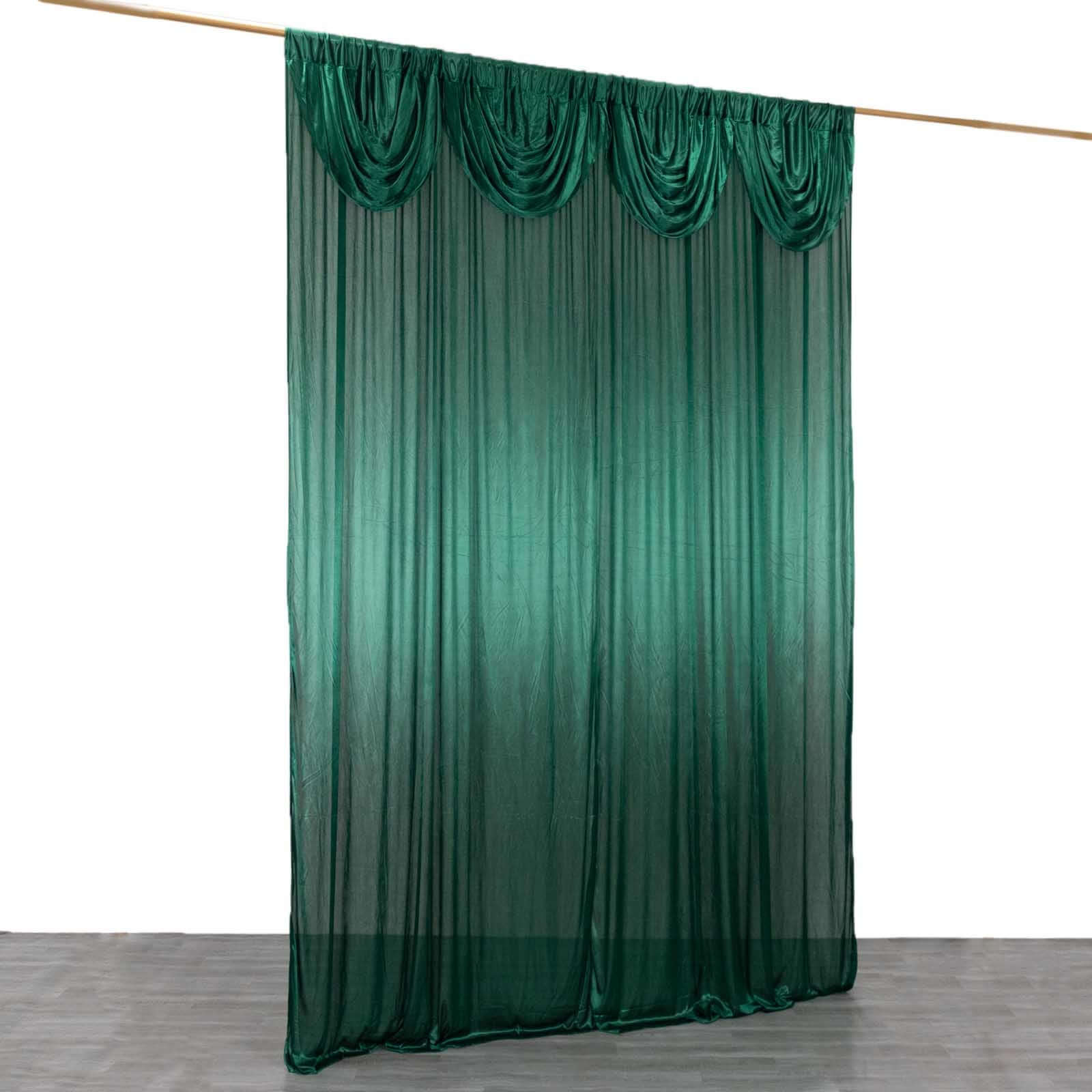 10ftx10ft Hunter Emerald Green Double Drape Pleated Satin Event Curtain Drapes, Glossy Photo Backdrop Event Panel - Bell Racket Store