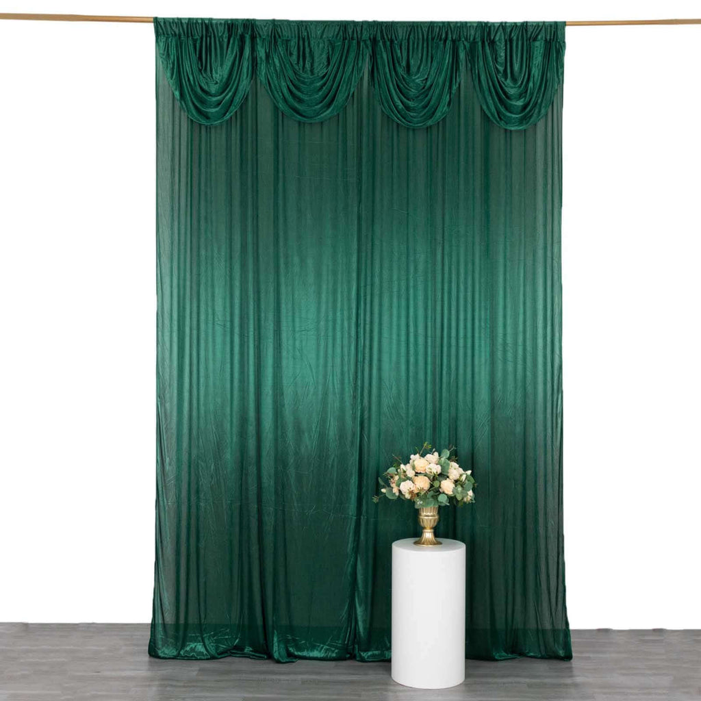 10ftx10ft Hunter Emerald Green Double Drape Pleated Satin Event Curtain Drapes, Glossy Photo Backdrop Event Panel - Bell Racket Store