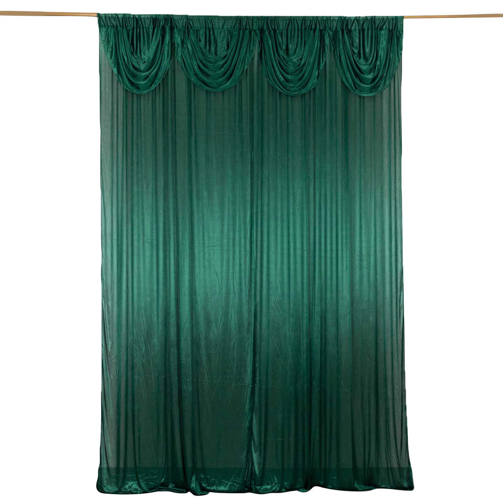 10ftx10ft Hunter Emerald Green Double Drape Pleated Satin Event Curtain Drapes, Glossy Photo Backdrop Event Panel - Bell Racket Store