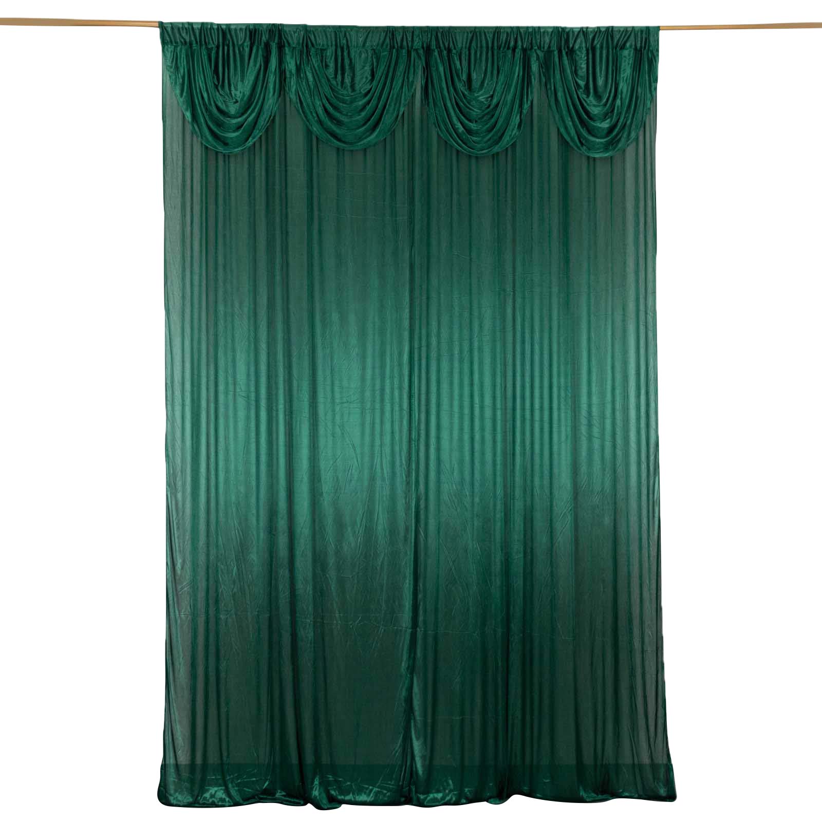 10ftx10ft Hunter Emerald Green Double Drape Pleated Satin Event Curtain Drapes, Glossy Photo Backdrop Event Panel - Bell Racket Store