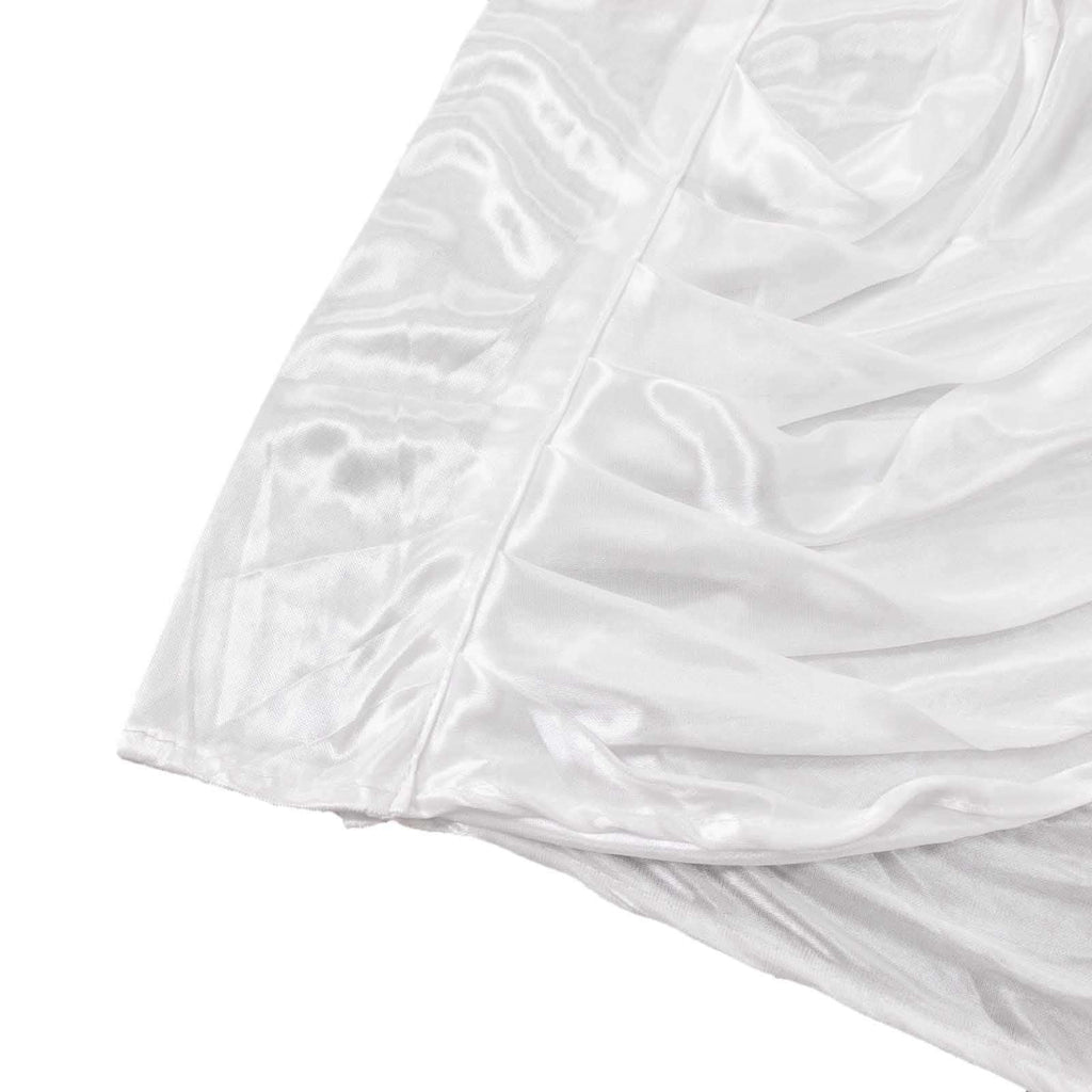 10ftx10ft White Double Drape Pleated Satin Event Curtain Drapes, Glossy Photo Backdrop Event Panel - Bell Racket Store