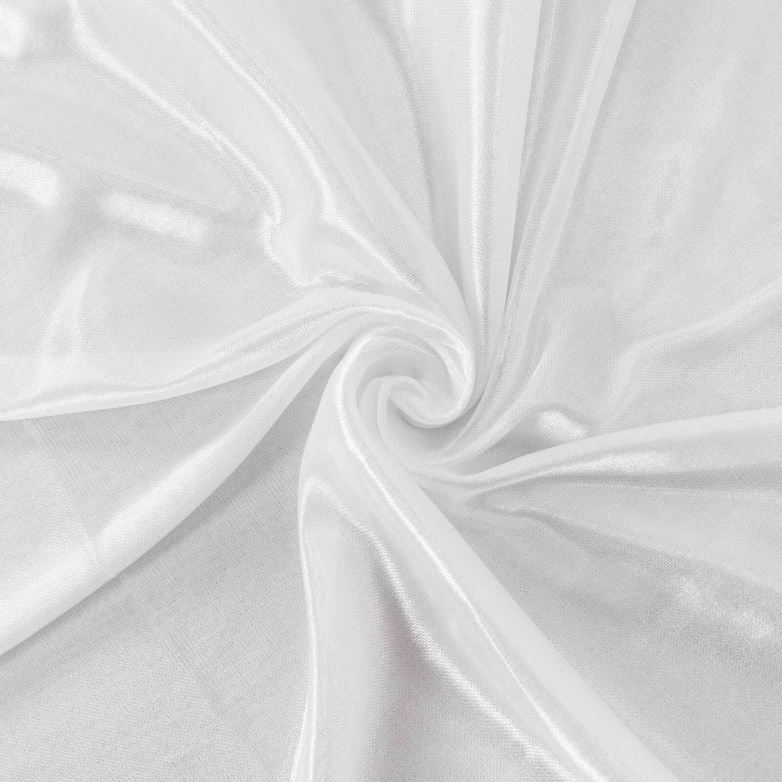 10ftx10ft White Double Drape Pleated Satin Event Curtain Drapes, Glossy Photo Backdrop Event Panel - Bell Racket Store