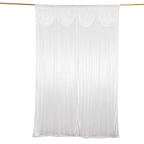 10ftx10ft White Double Drape Pleated Satin Event Curtain Drapes, Glossy Photo Backdrop Event Panel - Bell Racket Store
