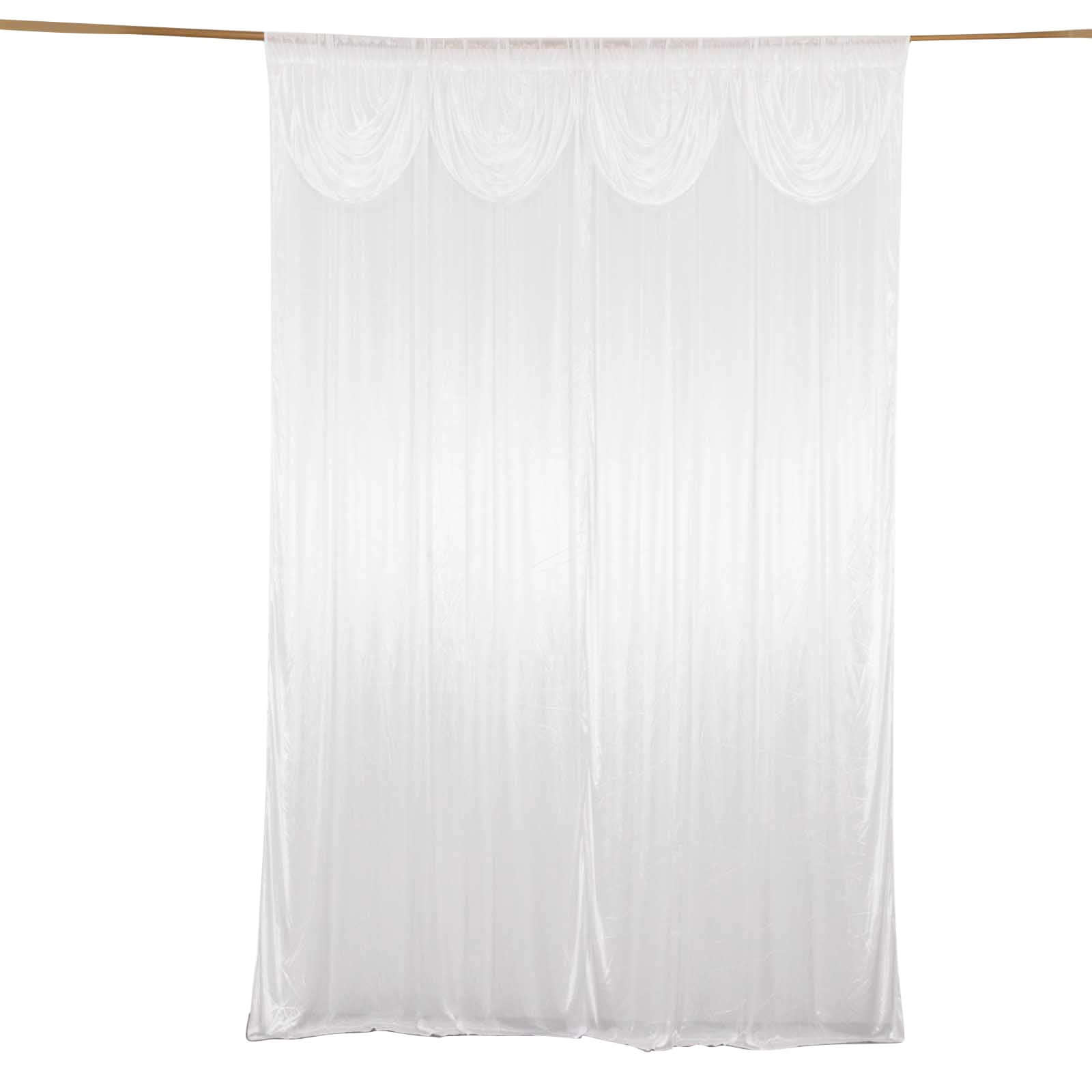 10ftx10ft White Double Drape Pleated Satin Event Curtain Drapes, Glossy Photo Backdrop Event Panel - Bell Racket Store