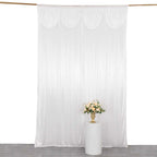 10ftx10ft White Double Drape Pleated Satin Event Curtain Drapes, Glossy Photo Backdrop Event Panel - Bell Racket Store